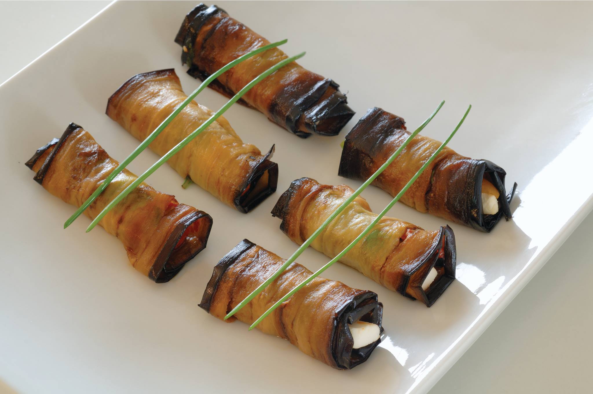 eggplant rolls with goat cheese