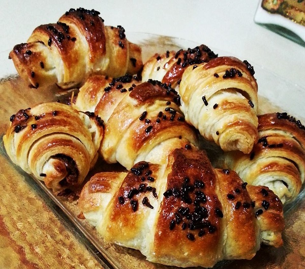 Homemade chocolate croissant