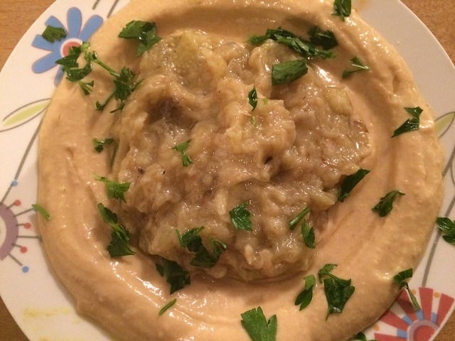 Hummus with grilled eggplant
