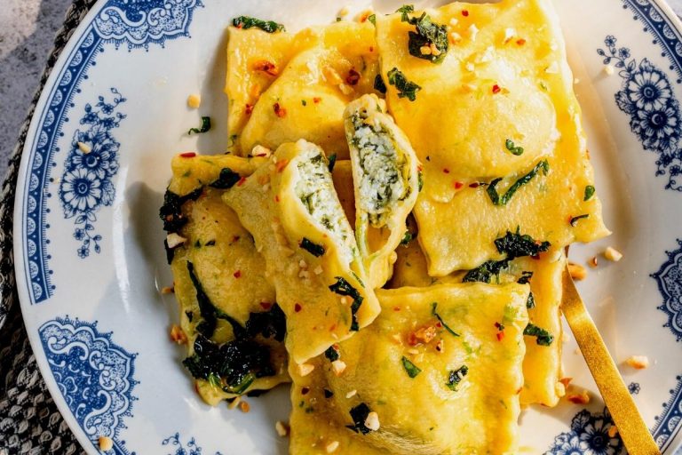 Spinach ravioli