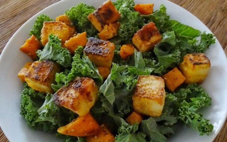 Tofu Salad with Sweet Potato and Kale