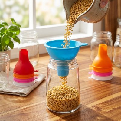 משפך סיליקון רחב לקטניות, אבקות ושמנים – הגאדג'ט שכל מטבח צריך