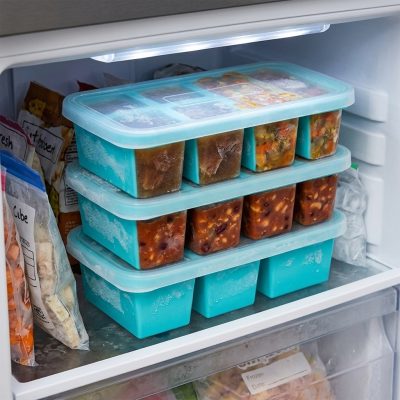 סט תבניות סיליקון איכותיות להקפאה ואחסון מנות עם מכסה - מושלם למרקים וצירים