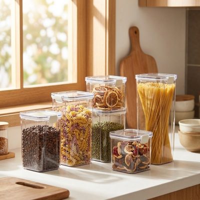 סט מכלי אחסון אטומים והרמטיים למטבח - לשמירה על טריות מקסימלית