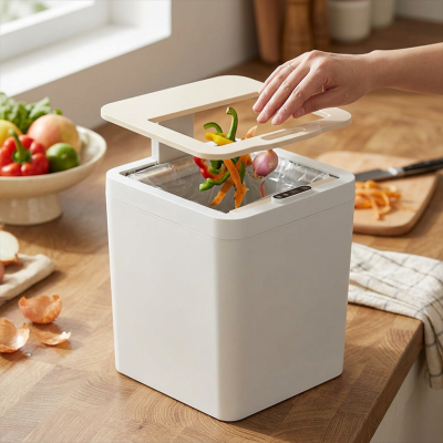 פח חכם 6 ליטר עם חיישן קרבה ומכסה טלסקופי - אידיאלי למטבח ולשיש