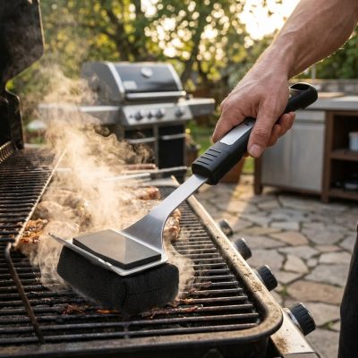 מברשת קיטור מקצועית לניקוי הגריל והברביקיו – ללא סיבי מתכת ובטוחה לשימוש