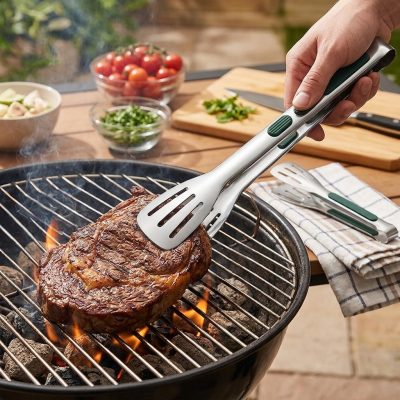 מלקחיים מקצועיים מנירוסטה לבישול וצלייה עם ידית מונעת החלקה