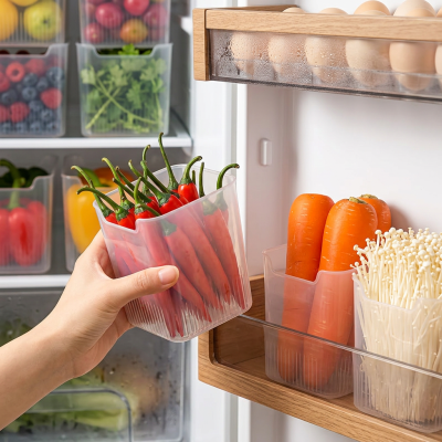 סט קופסאות אחסון שקופות לארגון המקרר והמזווה - 6 יחידות