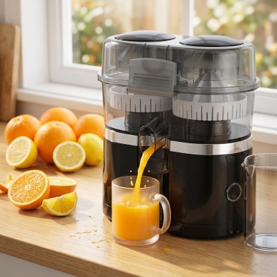 מסחטת מיצים חשמלית כפולה ואוטומטית לסחיטת תפוזים ולימונים מקצועית