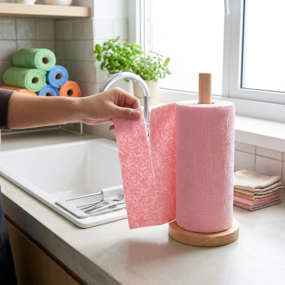 גליל 20 דפי מיקרופייבר רב-פעמיים לניקוי וייבוש במטבח המקצועי