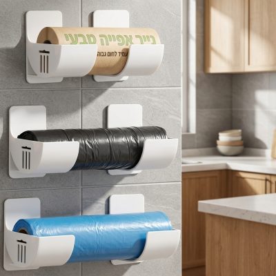 מעמד מודולרי לשקיות אשפה וגלילי מטבח - פתרון אחסון חכם לקיר ולדקורציה