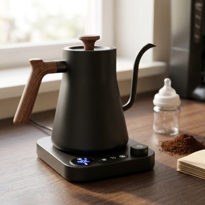 קומקום חשמלי חכם 1200W עם בקרת טמפרטורה ופיית צוואר ברבור - לקפה ותינוקות