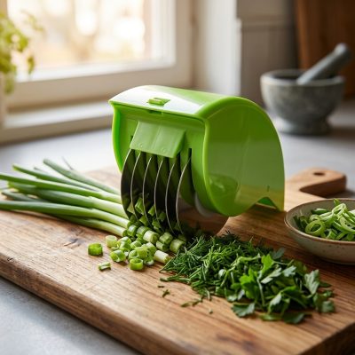 גלגלת חיתוך רב-תכליתית לבצל ירוק, שום ועשבי תיבול - הקיצוץ המושלם לכל מנה