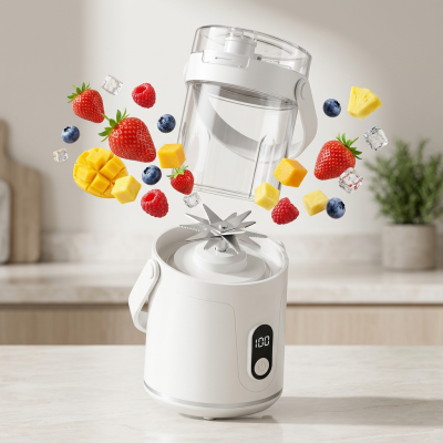 בלנדר נייד עוצמתי 600 מ"ל לשייקים ומיצים – נטען ב-USB עם 12 להבי פלדה