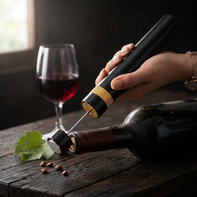 פותחן יין בלחץ אוויר עם סיכת פלדת אל-חלד - לפתיחה קלה ומקצועית