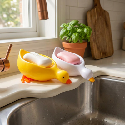 סבונית ברווז מעוצבת עם ניקוז עצמי לכיור המטבח והאמבטיה