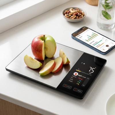 משקל מטבח חכם עם חיבור לאפליקציה לחישוב קלוריות וניהול תזונה