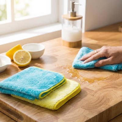 זוג מטליות פלא סיבי במבוק עבות - דוחות שמן וסופגות במיוחד לניקוי המטבח