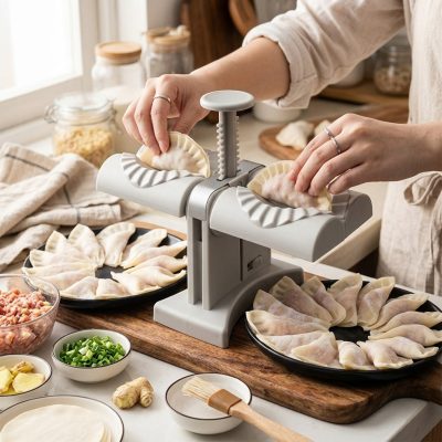 מכונה אוטומטית להכנת דמפלינגס וכיסונים – מכבש כפול לעיצוב מקצועי