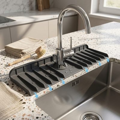 משטח סיליקון לברז המטבח: מגן התזות וניקוז חכם לשמירה על שיש יבש