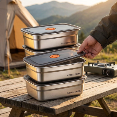 קופסת אחסון הרמטית מנירוסטה 316 ללא לאנץ' בוקס מקצועי למקרר ולשטח