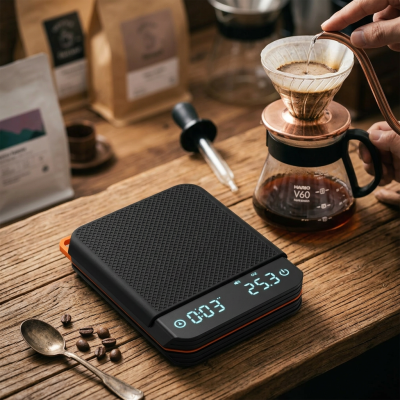 משקל קפה דיגיטלי קומפקטי עם טיימר מובנה – דיוק של 0.1 גרם לאספרסו ואפייה