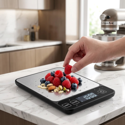 משקל מטבח דיגיטלי מקצועי עד 10 ק"ג - עמיד למים עם משטח נירוסטה