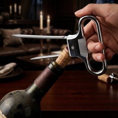 פותחן יין מקצועי מפלדת אל-חלד לחילוץ פקקי שעם בשלמות