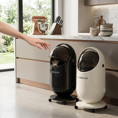 פח נירוסטה חכם עם חיישן לעבודה היגיינית ועיצוב יוקרתי במטבח - קיבולת גדולה וסגירה שקטה