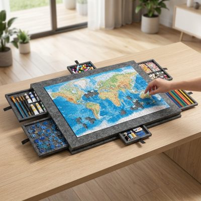 מארגן שולחני חוסך מקום עם 6 מגירות מיון ומשטח לבד למניעת החלקה