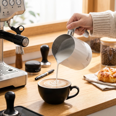 קנקן הקצפה מקצועי Bincoo 600ml עם זרבובית חדה ללאטה ארט